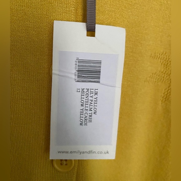 Emily and fin yellow palm print sweater size medium - Picture 2 of 5